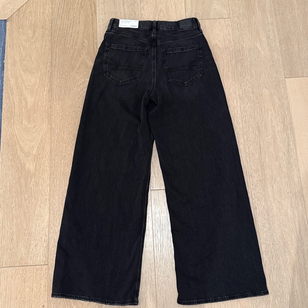 NWT American Eagle Outfitters Black Baggy Wide Leg Jeans size 6 - Picture 4 of 4